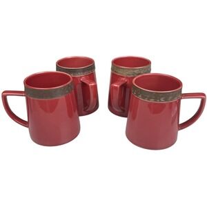 Sango Rustic Cranberry 4" Coffee Cups Mugs Set Of 4